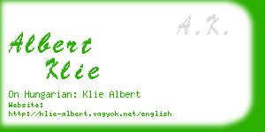 albert klie business card